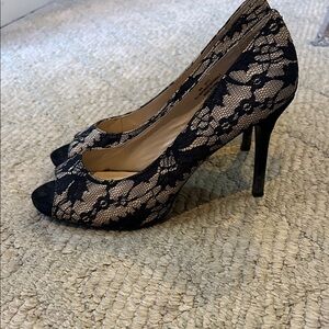 Cato Black and Cream Lace Heels